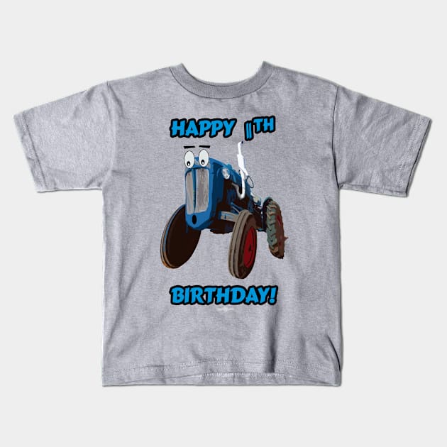 Happy 11th Birthday tractor design Kids T-Shirt by seadogprints